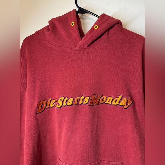 Diet Starts Monday Cotton French Terry Graphic Spellout Red Hoodie Size XL - Picture 3 of 13